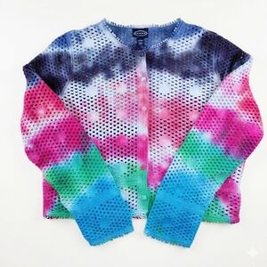 Scoop Crochet Cardigan Girls L Tie Dye Style Cotton Blend Boho Festival Retro